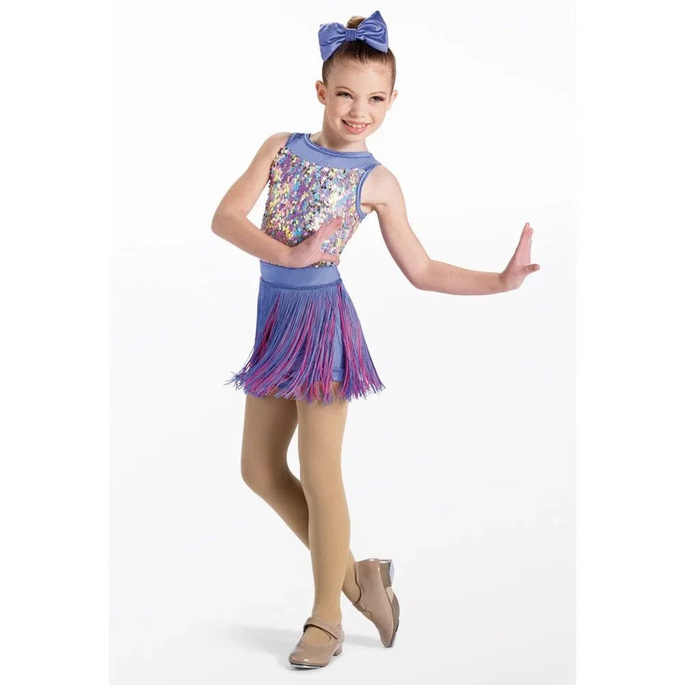 Pre-Owned Dance Costume Weissman 13423 Medium Child Multi Color 2 in 1 Jazz Seq